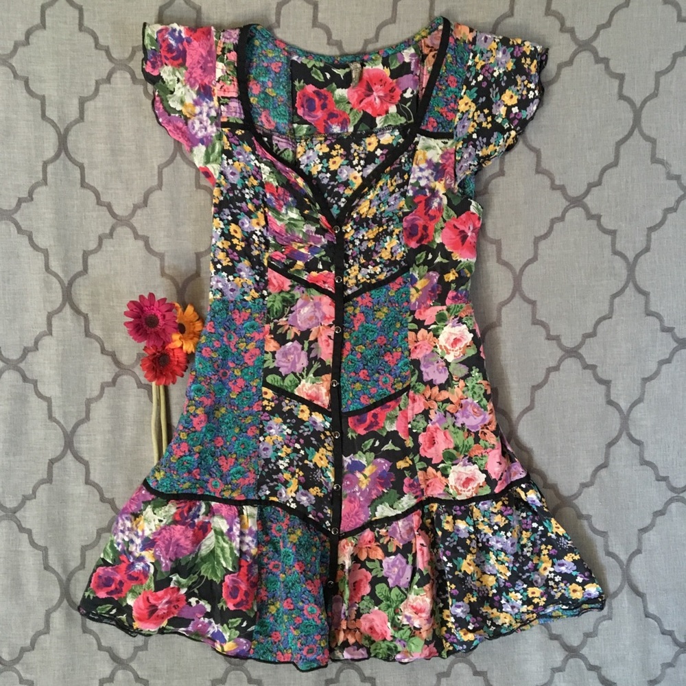 Mixed Bouquet Free People Front Snap Dress